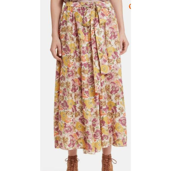 $426 The Great Papyrus Skirt in Golden Lilac Flower Sz 1